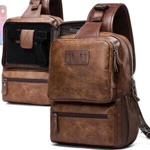 NEW Leather Crossbody Sling Bag with Concealed Carry Holder and USB Port